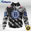 nhl boston bruins hoodie grey camo military design and usa flags on shoulder