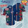 columbus blue jackets hawaiian shirt tropical orchid floral leaves pattern hawaiian shirt