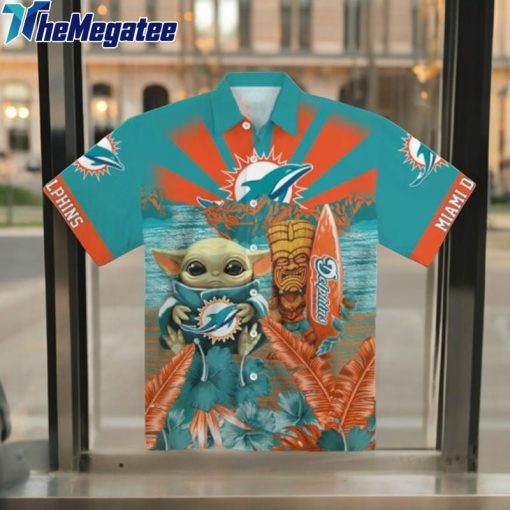 Baby Yoda Miami Dolphins Hawaiian Shirt