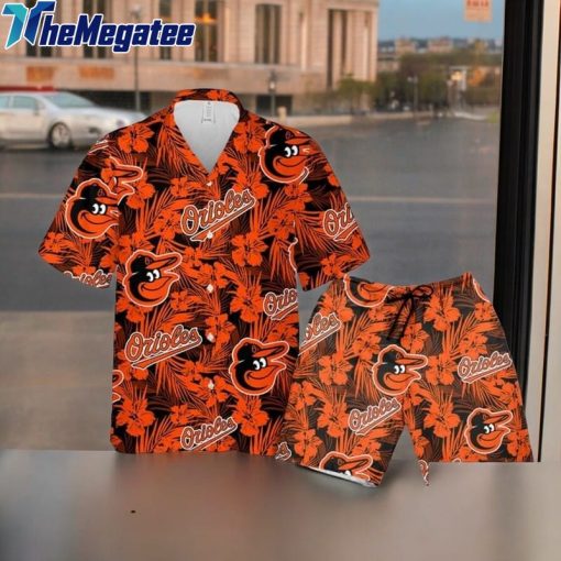baltimore orioles tropical flower aloha hawaiian shirt bps4uj