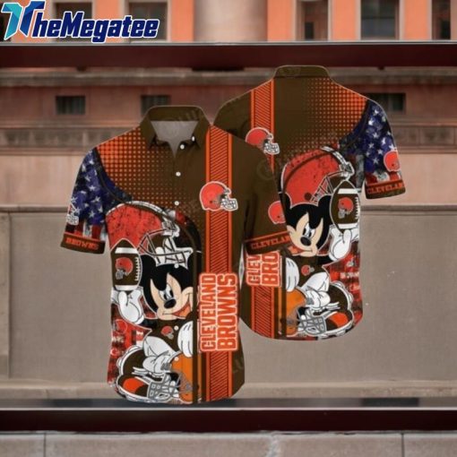 cleveland browns nfl mickey graphic 3d printed hawaiian shirt fkkrou