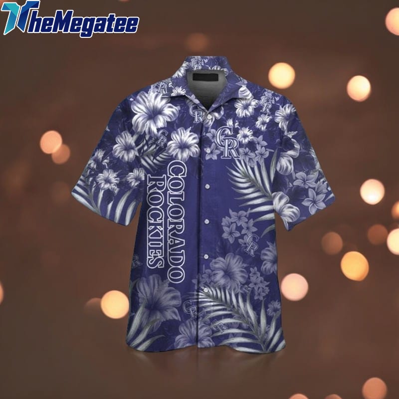 Colorado Rockies Short Sleeve Button Up Tropical Hawaiian Shirt Colorado Rockies Short Sleeve Button Up Tropical Hawaiian Shirt