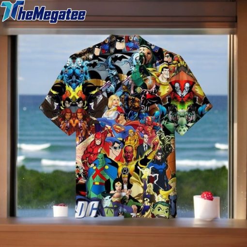 dc comics justice league collage art hawaiian shirt cqlwvf
