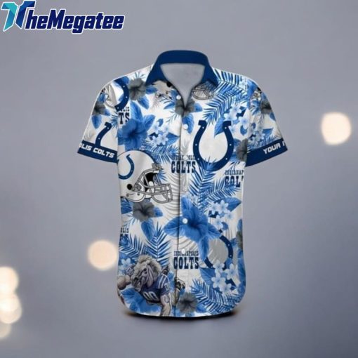 Indianapolis Colts NFL Football Custom Name Button Up Hawaiian Shirt