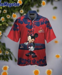 st louis cardinals minnie mouse short sleee button up tropical hawaiian shirt p8exvx