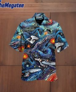 star trek starry night fantaxy ships hawaiian shirt nylbaz