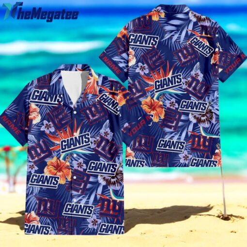 NFL New York Giants Football Team Flower Summer Design Hawaiian Button Shirt