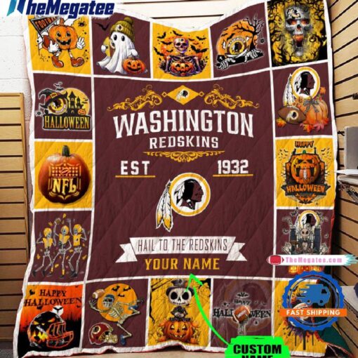 NFL Washington Redskins Football Team Special Skeleton Pumpkin Halloween Blanket