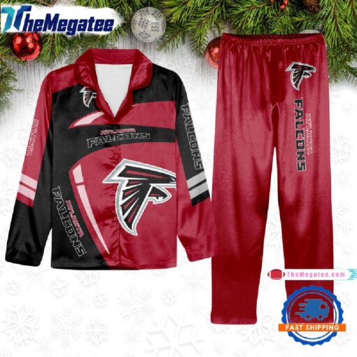 nfl atlanta falcons special football team winter season satin pajamas set wktn1s