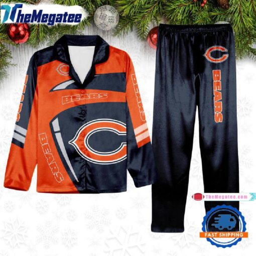 nfl chicago bears special football team winter season satin pajamas set celusf