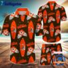 nfl cleveland browns flower pattern hawaiian shirt and shorts  football hawaiian set kboxdt