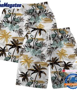 NFL Green Bay Packers Football Team Logo Pattern Flamingo Hibiscus Hawaiian Shirt And Beach Short
