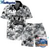 NFL Las Vegas Raiders Football Team Logo Pattern Flamingo Hibiscus Hawaiian Shirt And Beach Short