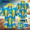 nfl los angeles chargers flower pattern hawaiian shirt and shorts  football hawaiian set rat0dv