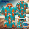 nfl miami dolphins flower pattern hawaiian shirt and shorts  football hawaiian set gl95le