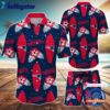 nfl new england patriots flower pattern hawaiian shirt and shorts  football hawaiian set ngjnjw