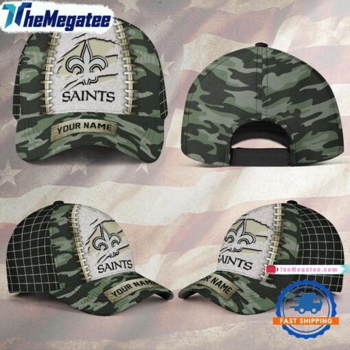 NFL New Orleans Saints Camo Hunting Custom Name Classic Cap For Fans