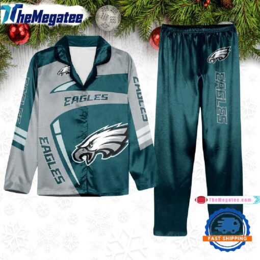 nfl philadelphia eagles special football team winter season satin pajamas set zgsjbe