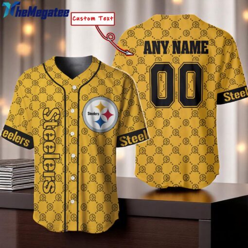 NFL Pittsburgh Steelers Logo Team Hologram Pattern Design Baseball Jersey