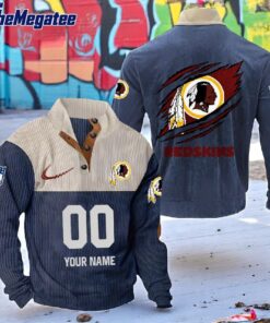 Personalized NFL Washington Redskin Football Team Custom Name And Number Buttoned Collar Sweatshirt