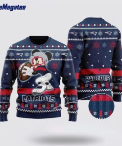 New England Patriots Ugly Christmas Sweater Mickey Mouse, Christmas Gift For NFL Fans