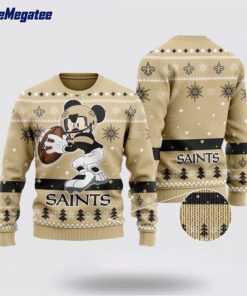 New Orleans Saints Ugly Christmas Sweater Mickey Mouse, Christmas Gift For NFL Fans
