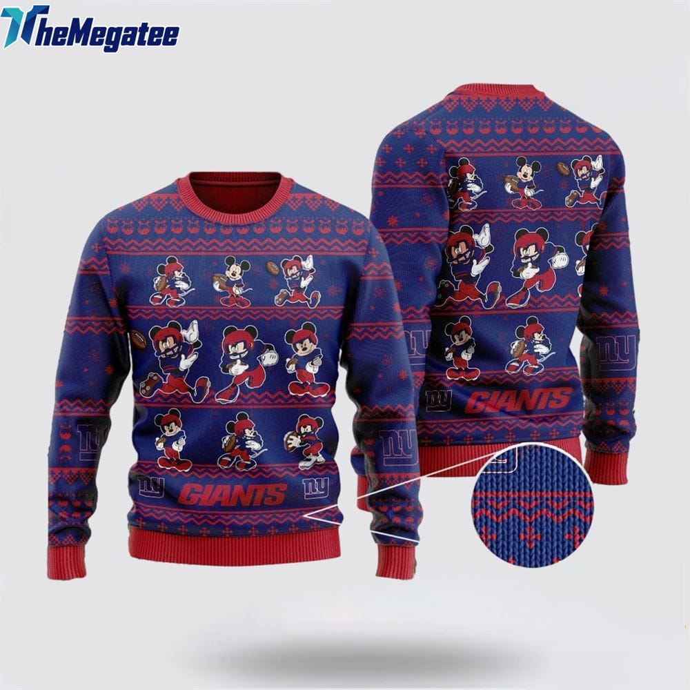 New York Giants Ugly Christmas Sweater Captain Mickey Mouse, Christmas Gift For NFL Fans