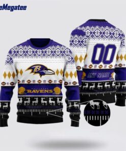 Personalized NFL Baltimore Ravens Playing Field Ugly Christmas Sweater, Christmas Gift For NFL Fans