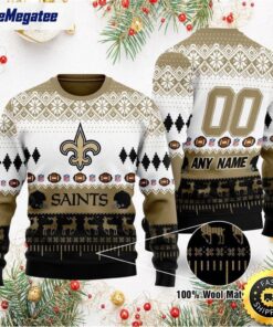 Personalized NFL New Orleans Saints Playing Field Ugly Christmas Sweater, Christmas Gift For Football Fans