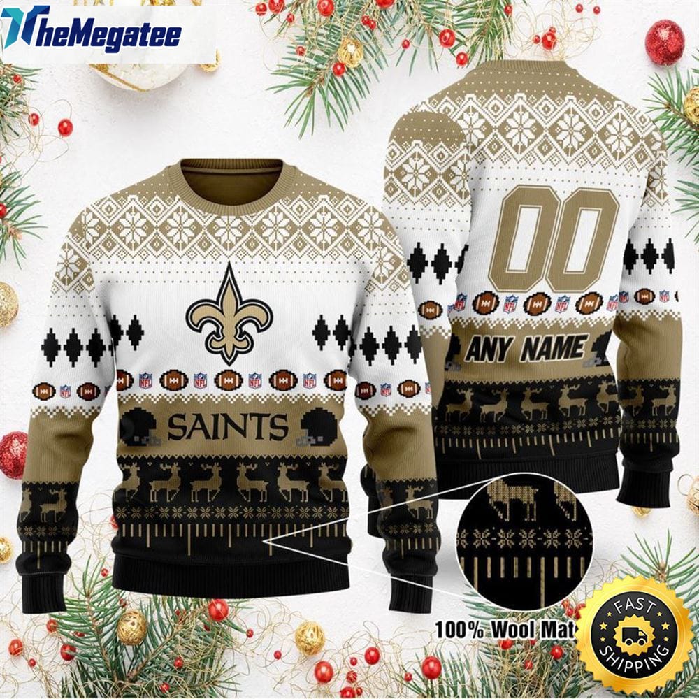 Personalized NFL New Orleans Saints Playing Field Ugly Christmas Sweater, Christmas Gift For Football Fans Personalized NFL New Orleans Saints Playing Field Ugly Christmas Sweater, Christmas Gift For Football Fans