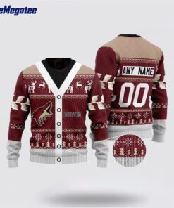 Personalized NHL Arizona Coyotes Elk Pattern Ugly Christmas Sweater, Christmas Gift For Hockey Fans