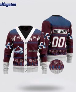 Personalized NHL Colorado Avalanche Elk Pattern Ugly Christmas Sweater, Christmas Gift For Hockey Fans