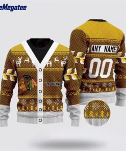 Personalized NHL Columbus Blue Jackets Elk Pattern Ugly Christmas Sweater, Christmas Gift For Hockey Fans