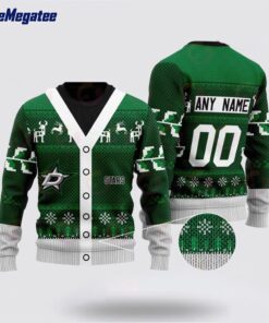 Personalized NHL Dallas Stars Elk Pattern Ugly Christmas Sweater, Christmas Gift For Hockey Fans