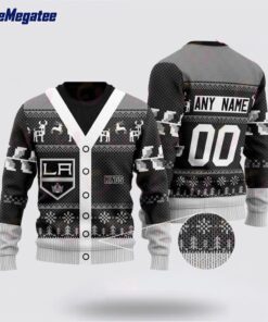 Personalized NHL Los Angeles Kings Elk Pattern Ugly Christmas Sweater, Christmas Gift For Hockey Fans