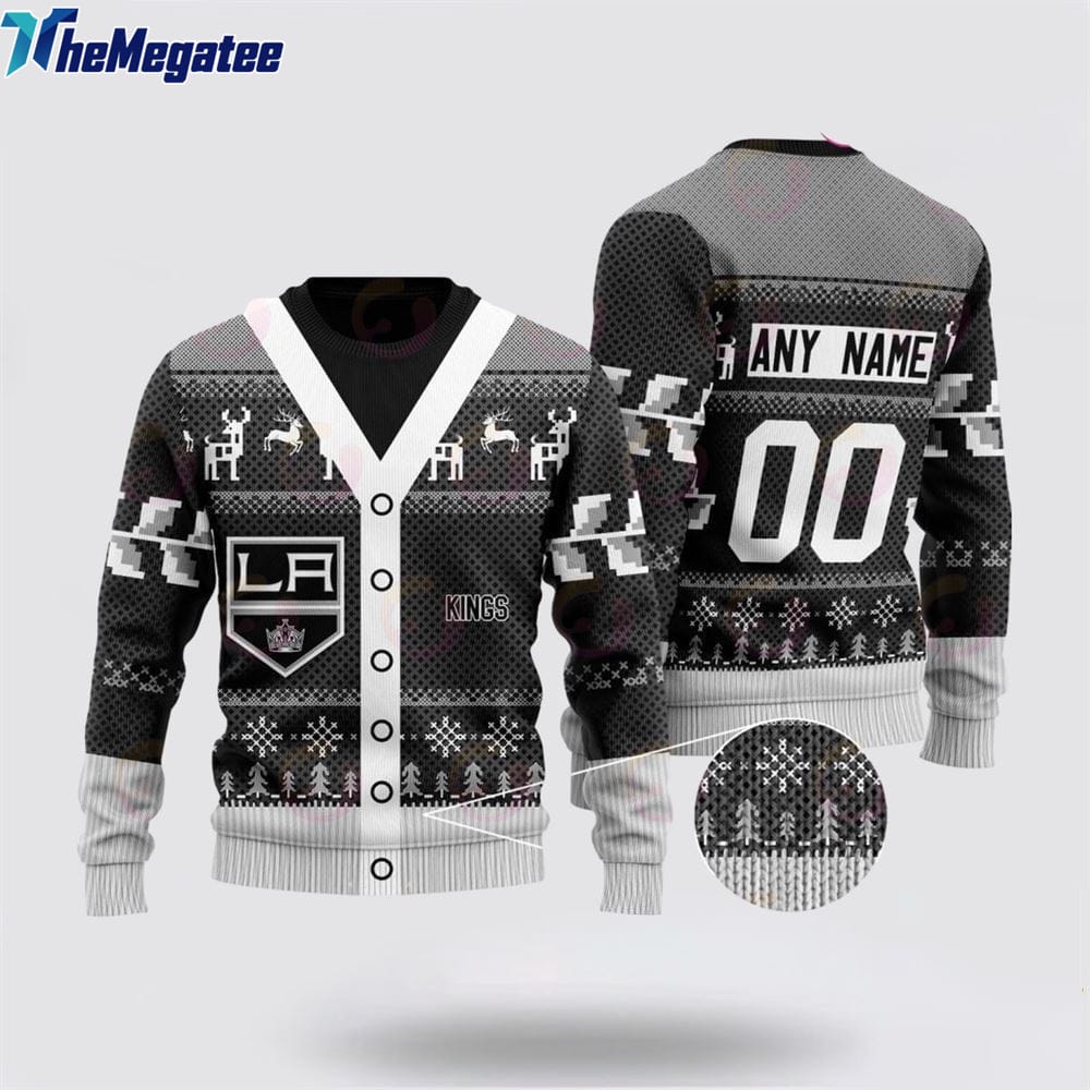Personalized NHL Los Angeles Kings Elk Pattern Ugly Christmas Sweater, Christmas Gift For Hockey Fans Personalized NHL Los Angeles Kings Elk Pattern Ugly Christmas Sweater, Christmas Gift For Hockey Fans
