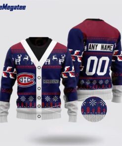 Personalized NHL Montreal Canadiens Elk Pattern Ugly Christmas Sweater, Christmas Gift For Hockey Fans