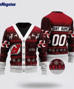 Personalized NHL New Jersey Devils Elk Pattern Ugly Christmas Sweater, Christmas Gift For Hockey Fans