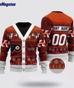 Personalized NHL Philadelphia Flyers Elk Pattern Ugly Christmas Sweater, Christmas Gift For Hockey Fans