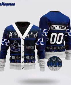 Personalized NHL Vancouver Canucks Elk Pattern Ugly Christmas Sweater, Christmas Gift For Hockey Fans