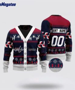 Personalized NHL Washington Capitals Elk Pattern Ugly Christmas Sweater, Christmas Gift For Hockey Fans