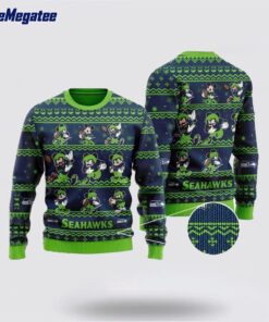 Seattle Seahawks Ugly Christmas Sweater Captain Mickey Mouse, Christmas Gift For NFL Fans