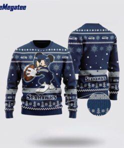 Seattle Seahawks  Ugly Christmas Sweater Mickey Mouse, Christmas Gift For NFL Fans