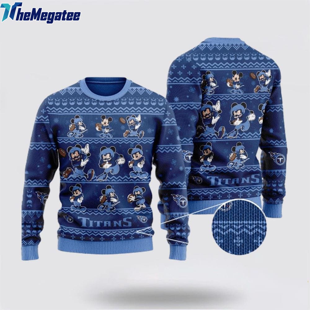 Tennessee Titans Ugly Christmas Sweater Captain Mickey Mouse, Christmas Gift For NFL Fans