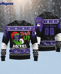 Custom MLB Colorado Rockies Grinch Drink Up Ugly Christmas Sweater