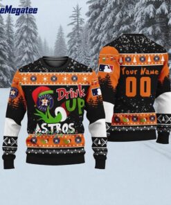 Custom MLB Houston Astros Grinch Drink Up Ugly Christmas Sweater