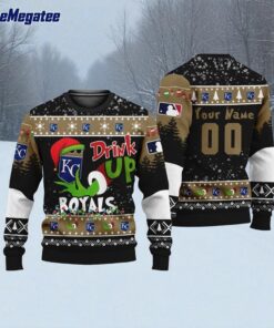 Custom MLB Kansas City Royals Grinch Drink Up Ugly Christmas Sweater