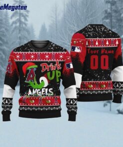 Custom MLB Los Angeles Angels Grinch Drink Up Ugly Christmas Sweater