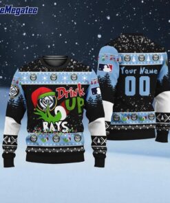 Custom MLB Tampa Bay Rays Grinch Drink Up Ugly Christmas Sweater