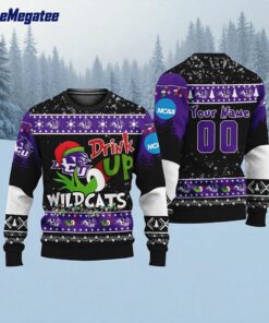 Custom NCAA Abilene Christian Wildcats Grinch Drink Up Ugly Christmas Sweater
